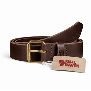 Fjällräven Singi Leather Belt Brown 4cm Brass Buckle Size 110 / 44 New With Tag